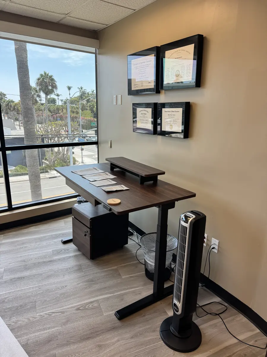 Adjustable standing desk assembled in an Orange County office