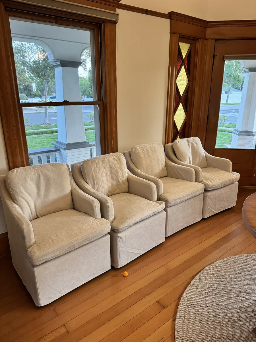 Set of upholstered armchairs assembled in Orange County