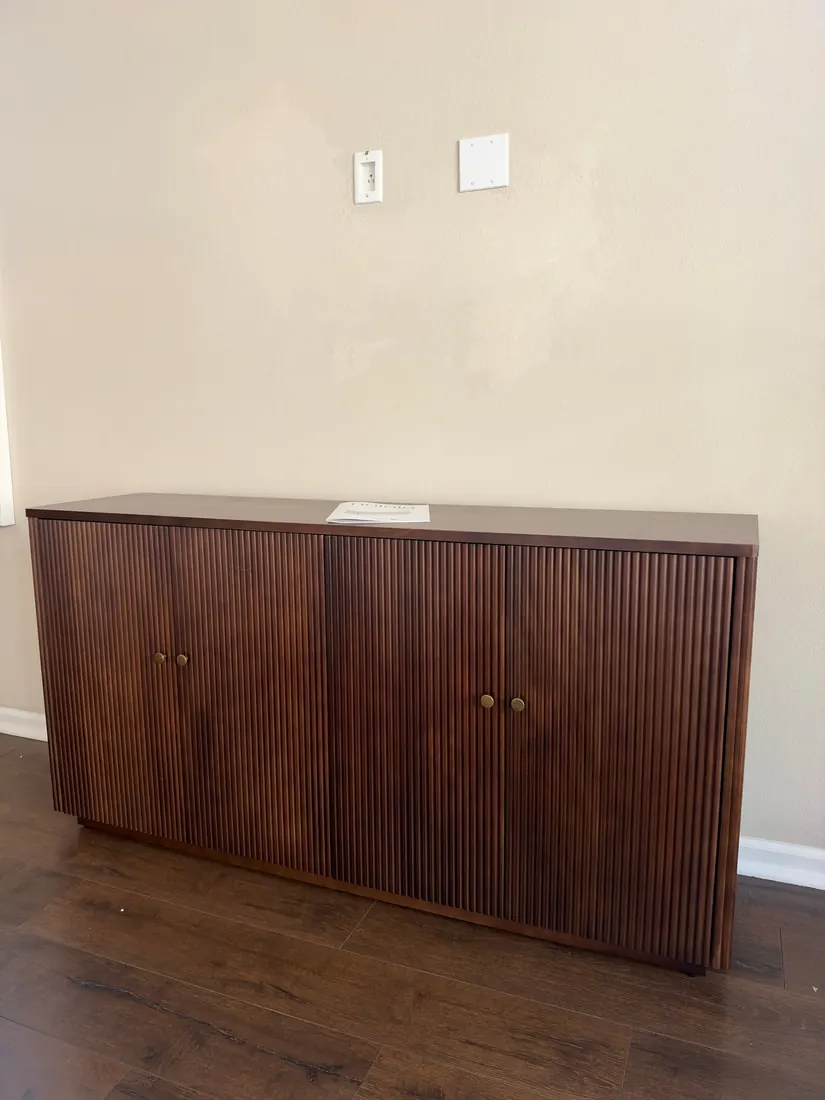 Fluted walnut sideboard assembled in Irvine, October 2026