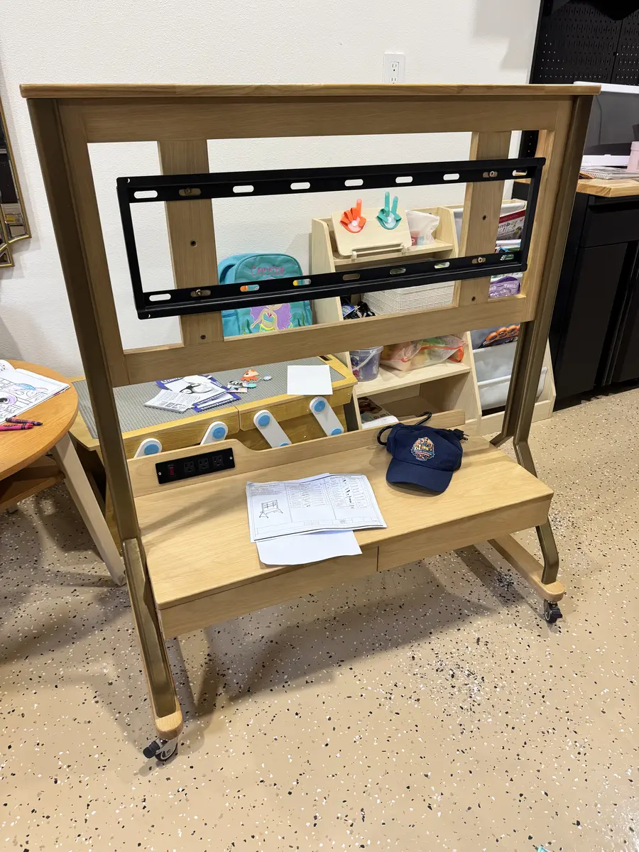 Kids ergonomic study desk with bookshelf hutch assembled in Orange County