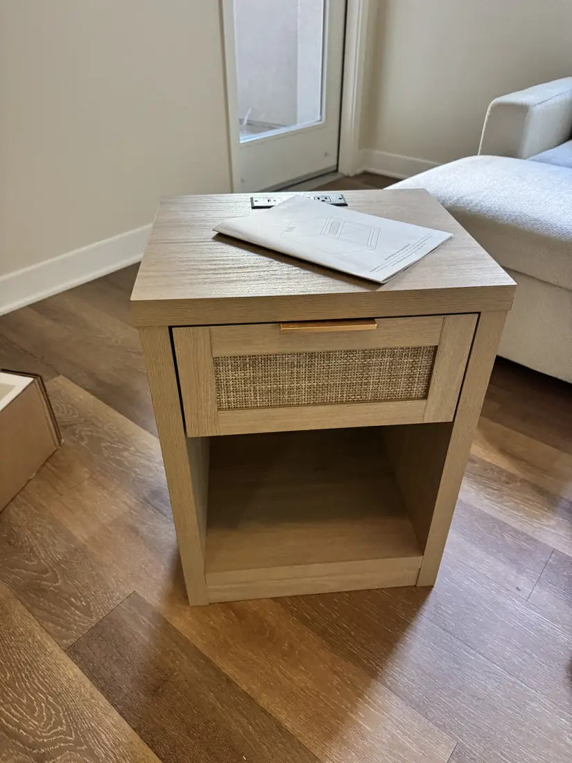 Rattan nightstand assembled in Orange County