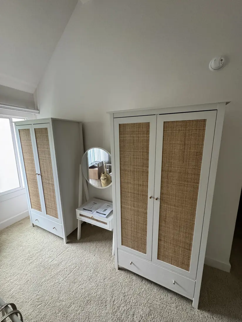 Rattan wardrobes and vanity assembled in Orange County