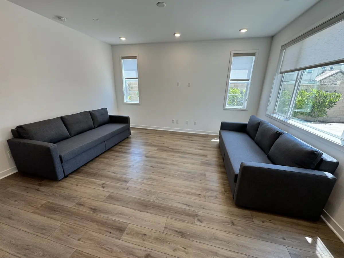 Two sofas assembled and placed in an Orange County living room